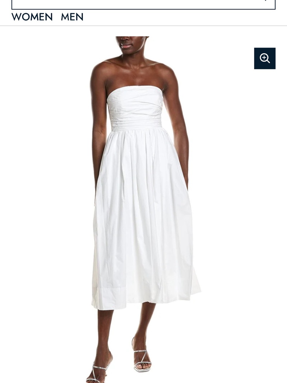 NWT A.L.C. Tate Strapless White Midi Dress with Ruched Bodice